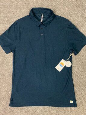 Vuori Strato Tech Polo Shirt Men's Large Navy Heather Blue Stretch V188